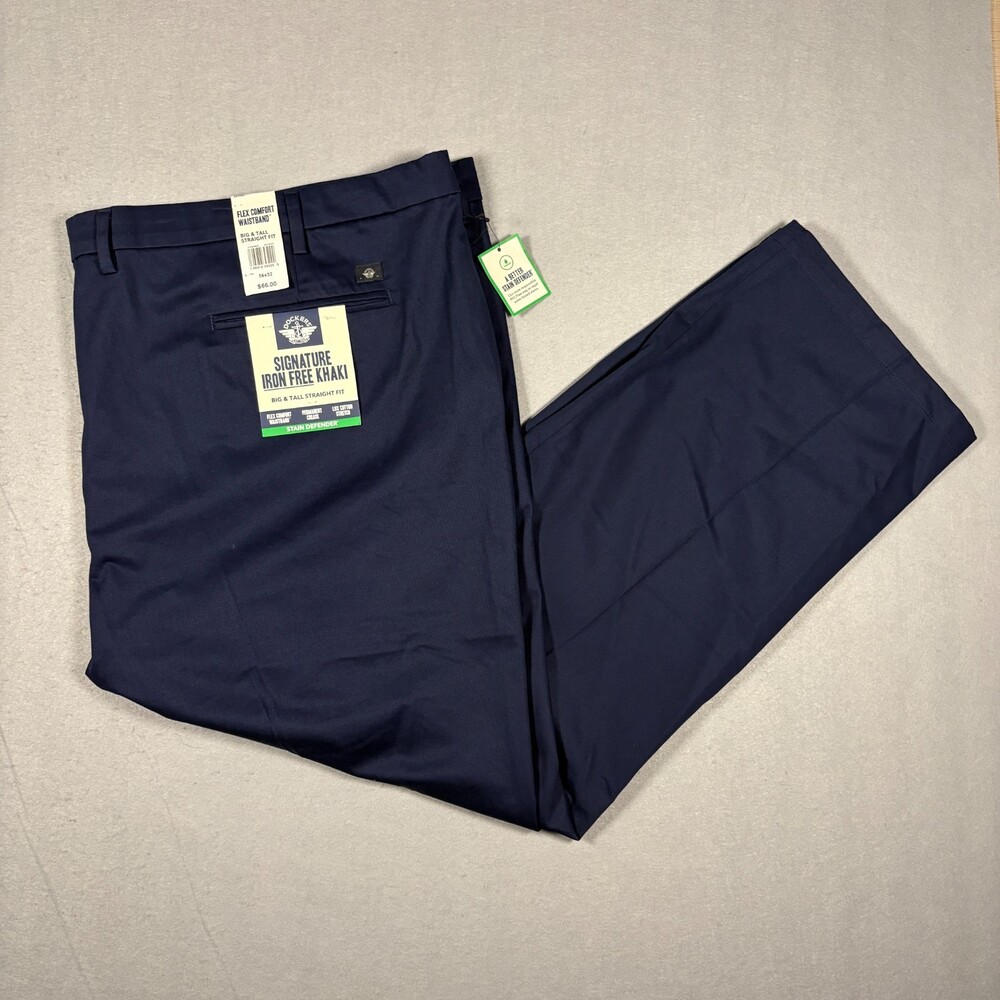 NEW Dockers Signature Khaki Pants Men's 56x32 Big & Tall Straight Fit Blue NWT